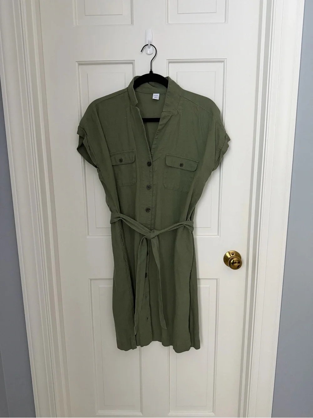 Old Navy Olive Green Button-Front Shirt Dress